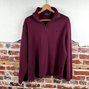 Polo Ralph Lauren Sweater Size XL Red Cotton 1/4 Zip Pullover Classic Pony